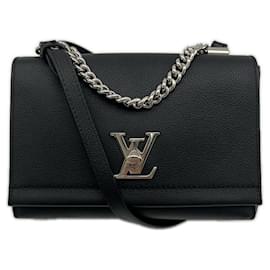 Borsa a tracolla Louis Vuitton Black Leather Lockme II BB