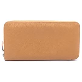 Carteira redonda com zíper Hermes Azap Long Caramel - Hermès