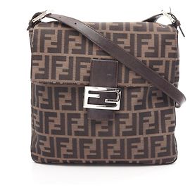 Bolso de hombro Fendi en lona Zucca y cuero