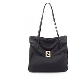 Fendi Zucca Tote Bag schwarz Leder und Nylon