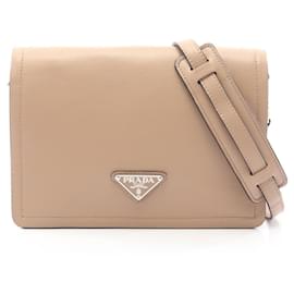 Borsa a tracolla in pelle beige Prada