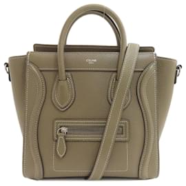 Borsa a due vie Celine Luggage Nano in pelle di vitello marrone - Céline