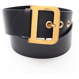 Cintura Christian Dior in pelle nera con fibbia D