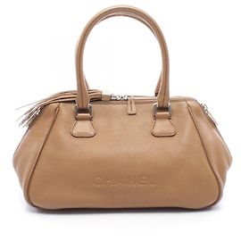 Borsa Tote con frange in pelle beige Chanel