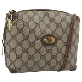 Borsa a tracolla GUCCI GG Supreme PVC Pelle Beige Oro 007 39 4916 Auth ka5111