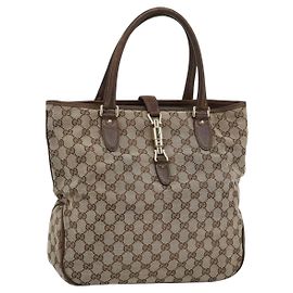 Borsa a mano GUCCI GG Canvas Beige Oro 145818 Auth mr2688