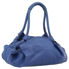 Bolso LOEWE Nappa Aire Anagram de piel Azul y Oro Auth gh2201A