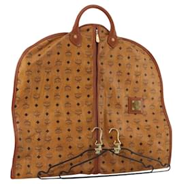 MCM Vicetos Logogram Garment Cover Leather Brown Gold Auth BA13677V