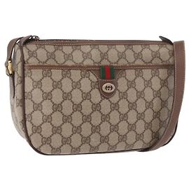 GUCCI GG Supreme Web Sherry Line Tasche PVC Beige Gold 89 02 077 Auth 190534