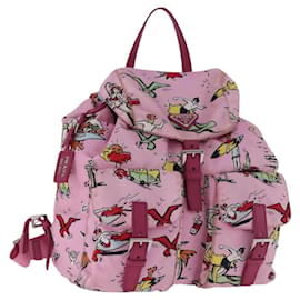 Zaino PRADA Nylon Rosa Argento Auth 191598A - Prada