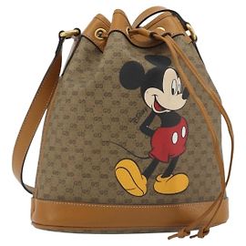 Bolso GUCCI Micro GG Canvas Disney Mickey Mouse PVC Beige 602691 Auth ep15087M