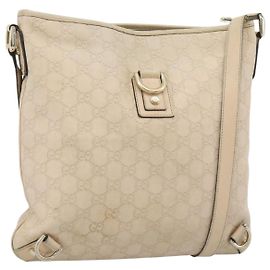 Borsa a tracolla GUCCI GG Canvas Guccissima Pelle Avorio Oro 131326 Auth 190878