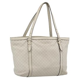 Bolso Tote GUCCI GuccissimaGG de Cuero Blanco Oro 336776 Auth BA14010