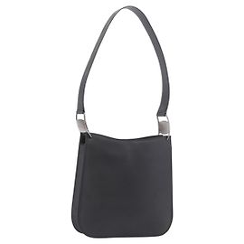 Borsa a tracolla Salvatore Ferragamo vernice nero argento Auth ka5122A