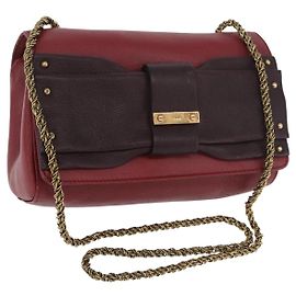 Chloé Borsa a tracolla Chloe Ribbon Chain in pelle rossa e oro Auth bs35972A