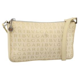 Bulgari Borsa a Spalla BVLGARI Logo Mania Beige Argento Autentica BA13903