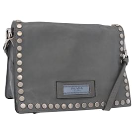 Borsa a Spalla PRADA in Pelle 2way Grigio Argento Auth ka5129