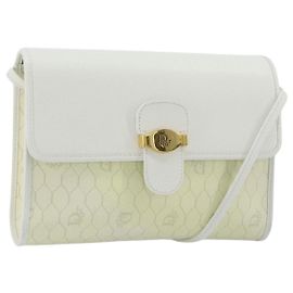 Borsa a tracolla Christian Dior Honeycomb in PVC e pelle bianco oro Auth BA13931
