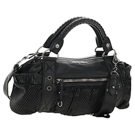 Bolsa Miu Miu de couro 2way preta prata Auth BA13790V