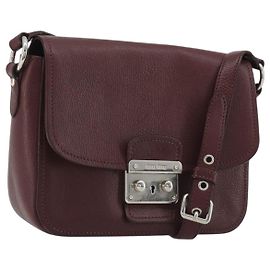 Borsa a Spalla Miu Miu in Pelle Bordeaux Argento Auth BA13896A