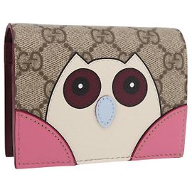 Cartera de doble pliegue GUCCI GG Supreme en PVC Beige Oro 818767 Auth BA13845M