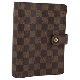 LOUIS VUITTON Damier Ebene Agenda MM Day Planner Cover R20240 LV Auth 191555