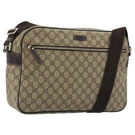 Borsa a Spalla GUCCI GG Supreme PVC Beige Oro 211107 Auth BA13796A