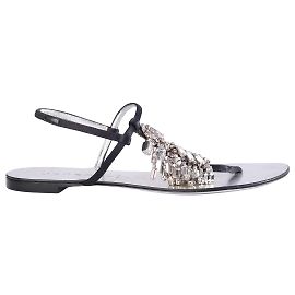 Autre Marque Sandali con listini neri Casadei con decorazioni gioiello e cristalli