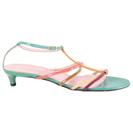 Sandali Dolce & Gabbana con listini multicolore e tacco kitten basso