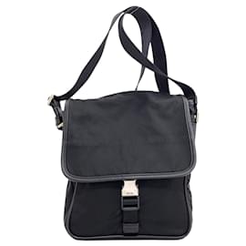 Borsa a tracolla in nylon nero Prada