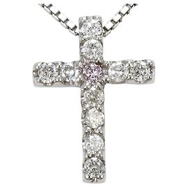 Autre Marque 18K Weißgoldkette mit rosa Diamanten