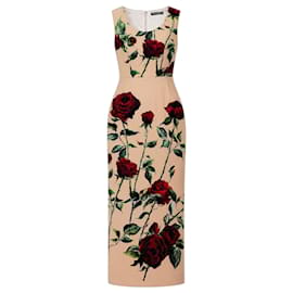 Dolce & Gabbana Midi-Kleid mit Rosenprint