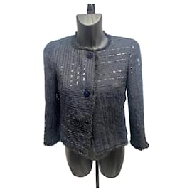 Chanel Black Sequins Tweed Jacket - Size 38 (Cruise Collection - 2000)