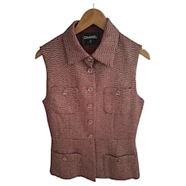 Chanel Tweed-Weste in Rot und Weiß