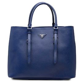 Prada Triangle Logo Plaque Tote Bag