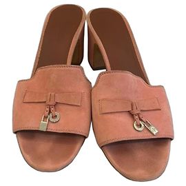 Loro Piana Summer Charms Sandali Tacco Scamosciato Rosa