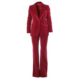 Completo pantalone in velluto di cotone rosso Gucci di Tom Ford