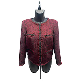 Giacca con zip in tweed Lesage rossa e nera Chanel – Taglia 38