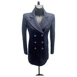 Robe Blazer Chanel Vintage Bleu Marine à Double Boutonnage – Taille 36
