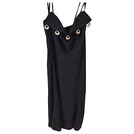 Thierry Mugler Schwarzes Maxikleid mit Metall-Details