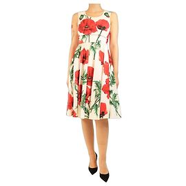Dolce & Gabbana Robe midi à imprimé floral blanc et rouge - taille UK 8