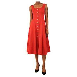 Staud Vestido midi rojo con botones frontales - talla UK 6