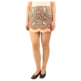 Minirock aus Leinen mit Paisley-Print in Creme - Größe UK 10 - Zimmermann