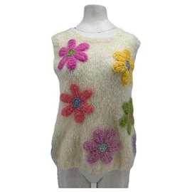 Blumenpullover aus Wolle Carmine Pink - Autre Marque