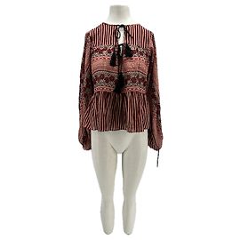 Top de algodón estampado rojo Antik Batik XS