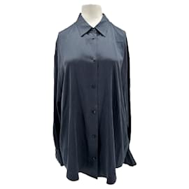 Camicia in raso blu navy - DMN