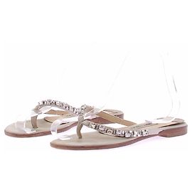 Sandali Jimmy Choo in pelle argentati con strass
