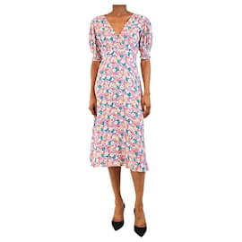 Faithfull the Brand Lila Marie-Louise Blumen-Midikleid - Größe XS