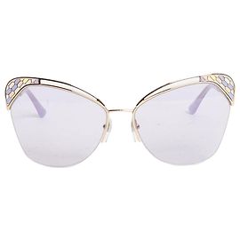 Bulgari Gafas de sol ojo de gato doradas y moradas