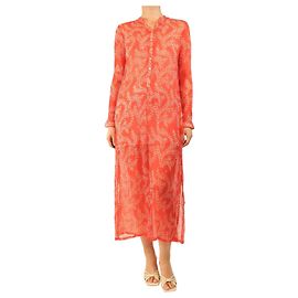 Autre Marque Vestido transparente de seda estampado rojo - talla OS